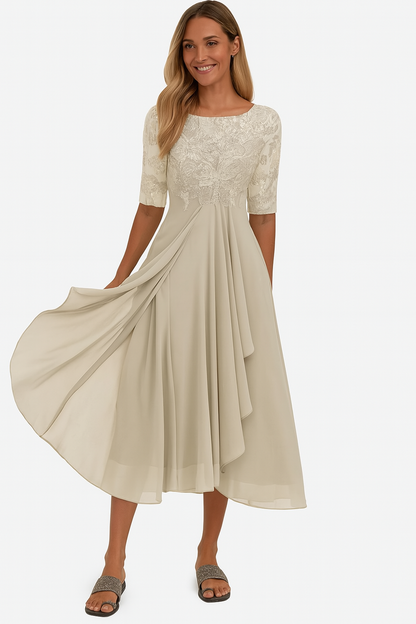 Kelvin - Robe en Dentelle Élégante, Longueur Genoux