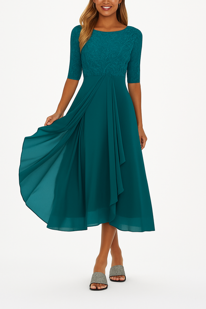 Kelvin - Robe en Dentelle Élégante, Longueur Genoux